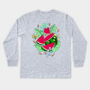 Watermelon Floral Kids Long Sleeve T-Shirt